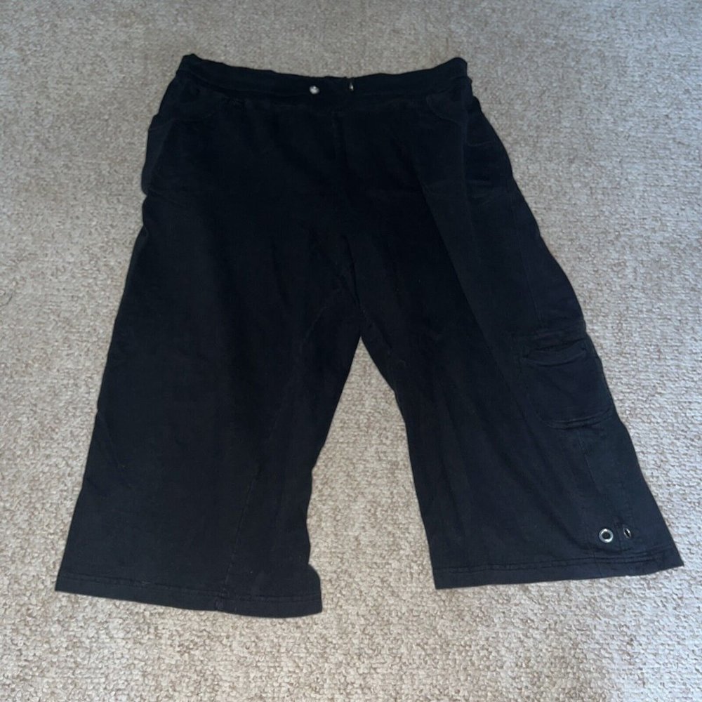 Zoey & Beth Plus Black Capri Sweatpants Elastic Waist 2X Cotton